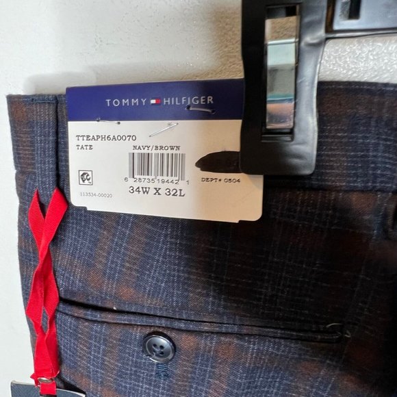 Tommy Hilfiger Mens $95 Modern Fit Th Flex Stretch Check performance Pants 34X32 - Picture 3 of 6